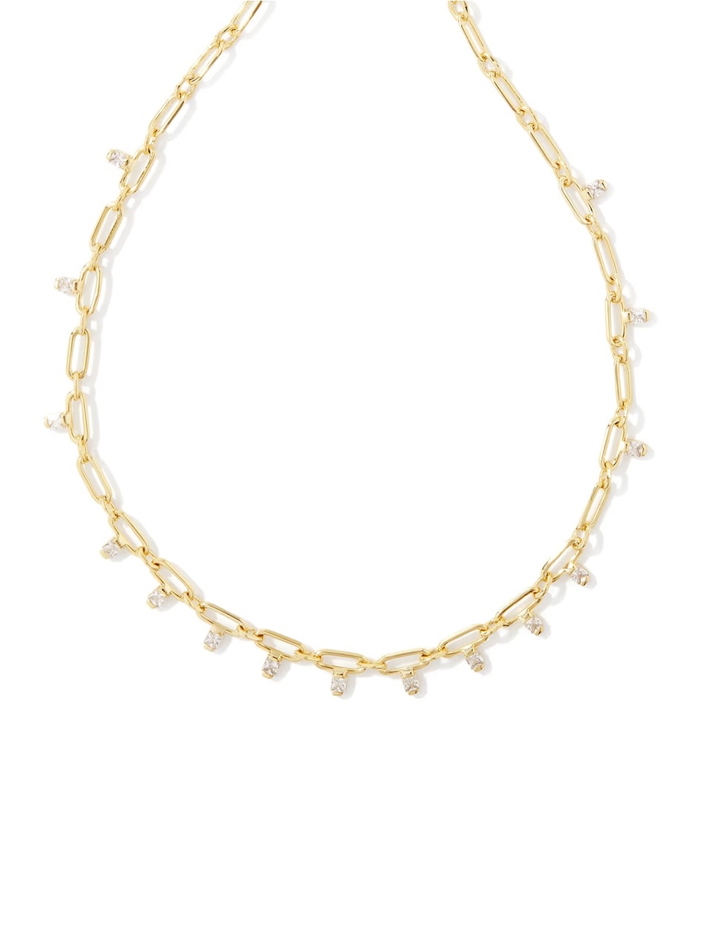 Gold Chain Necklace with Dangling Crystal Accents - Women Jewelry